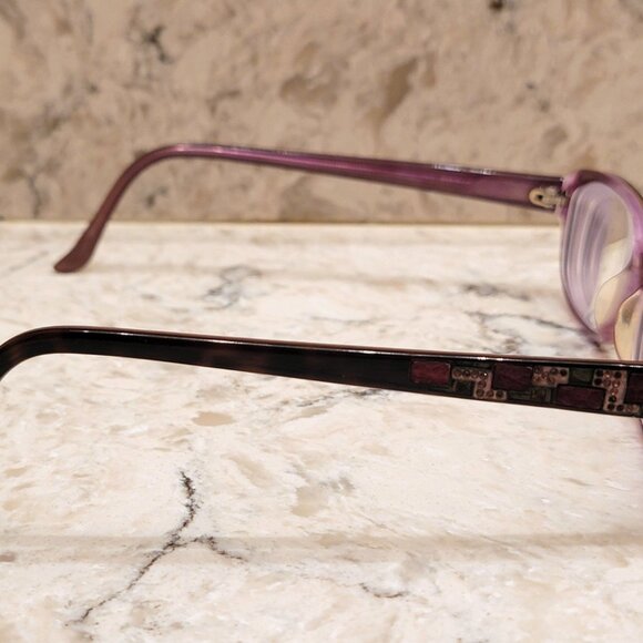 JUDITH LEIBER EYEGLASSES FRAMES JL1040 PURPLE AND BROWN TORTOISE JEWELED WOMEN'S - Picture 6 of 15